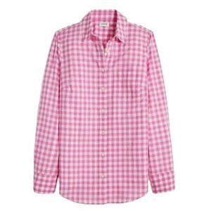 J.CREW Button Down Shirt Sz XS Fuchsia Ivory Gingham Plaid Blouse Signature Fit